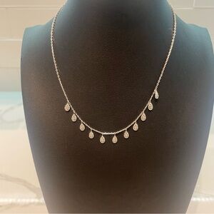 Stella and Dot Silver Teardrop Shapes with Crystals Necklace